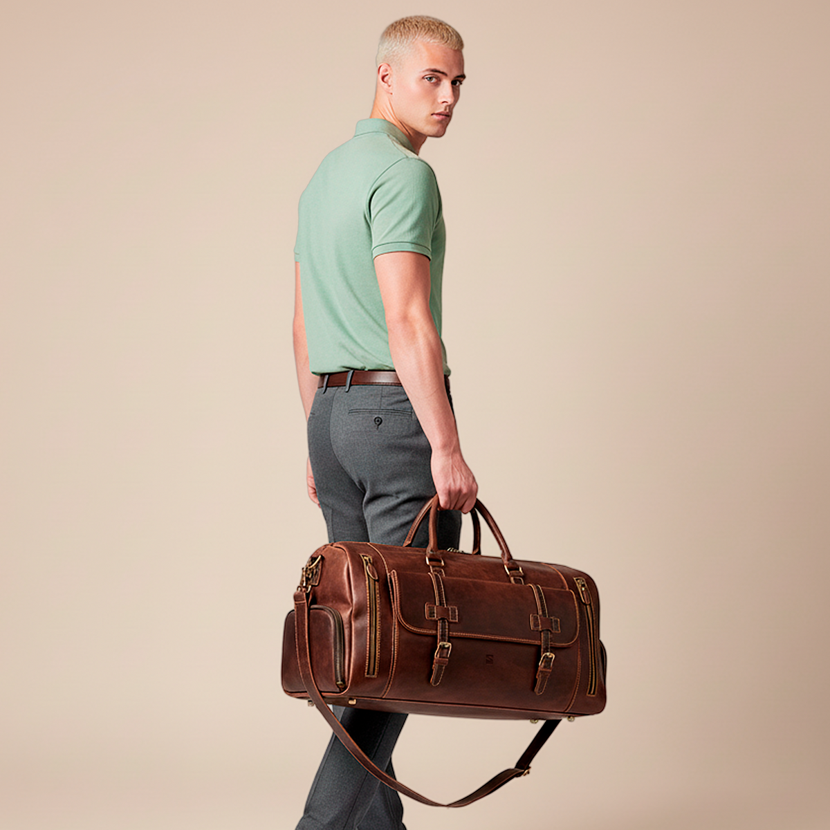 Bolsa de Viagem Masculina Executiva Voyage Soul Couro - Couro Genuíno, Múltiplos Bolsos, Durabilidade