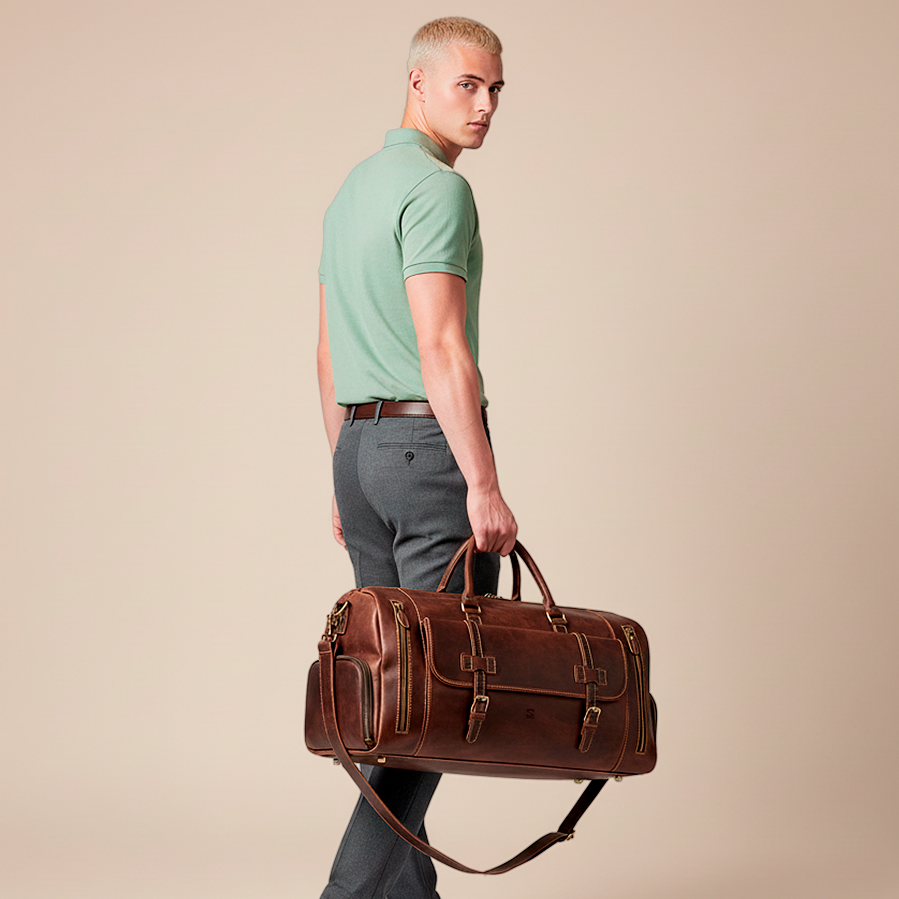 Bolsa de Viagem Masculina Executiva Voyage Soul Couro - Couro Genuíno, Múltiplos Bolsos, Durabilidade