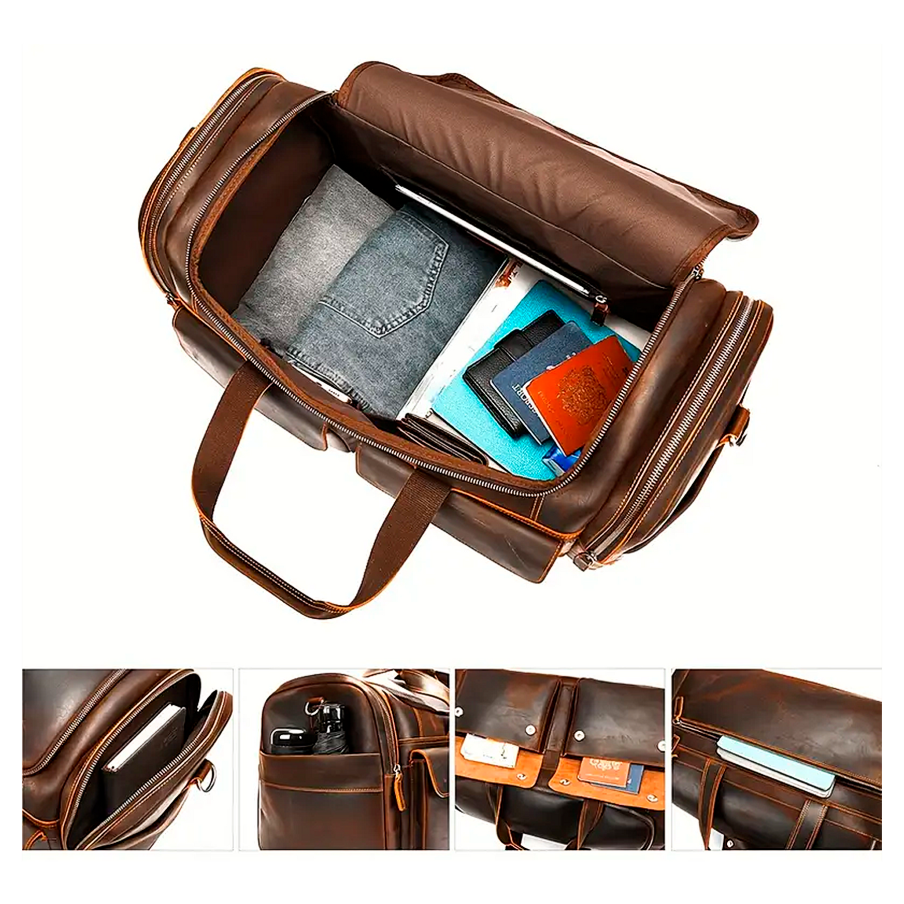 Bolsa de Viagem Executiva Masculina Timeless Soul Couro - Couro Genuíno, Múltiplos Bolsos, Design Atemporal