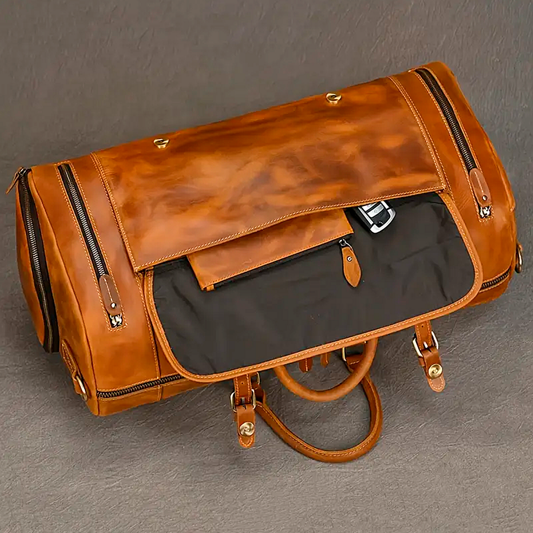 Bolsa de Viagem Masculina Executiva Voyage Soul Couro - Couro Genuíno, Múltiplos Bolsos, Durabilidade