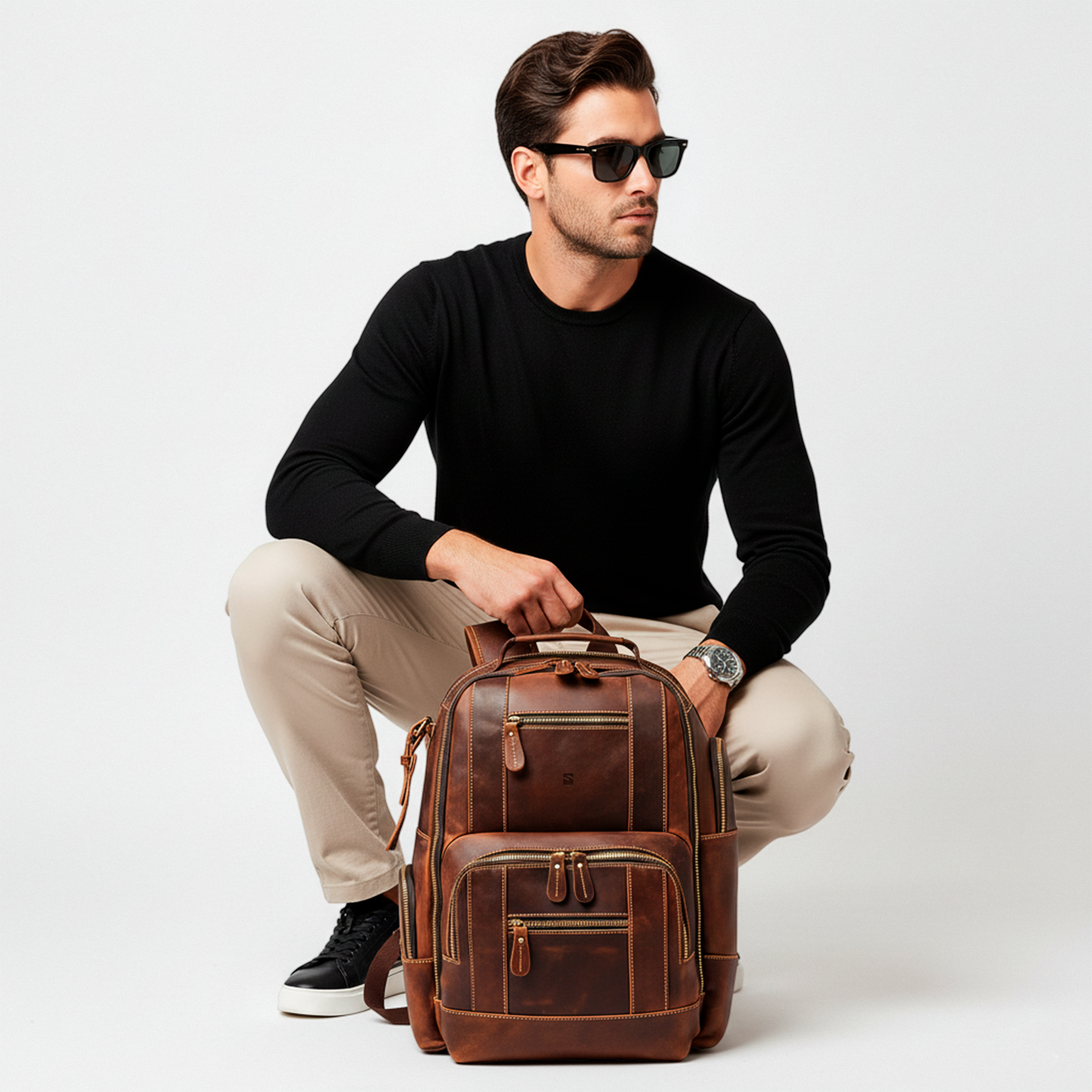 Mochila Executiva Rider Craft Soul Couro - Couro Genuíno, Unissex, Origem da Excelência