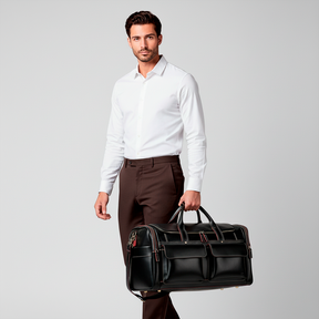 Bolsa de Viagem Executiva Masculina Timeless Soul Couro - Couro Genuíno, Múltiplos Bolsos, Design Atemporal
