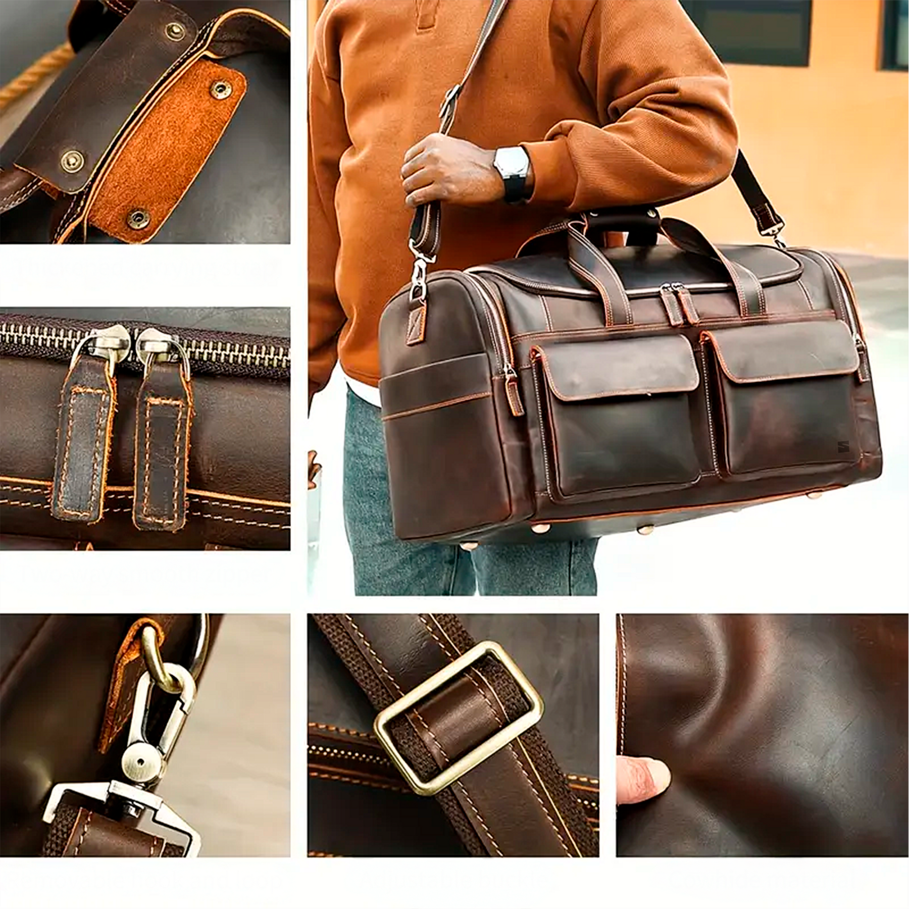 Bolsa de Viagem Executiva Masculina Timeless Soul Couro - Couro Genuíno, Múltiplos Bolsos, Design Atemporal