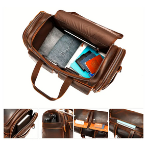 Bolsa de Viagem Executiva Masculina Timeless Soul Couro - Couro Genuíno, Múltiplos Bolsos, Design Atemporal