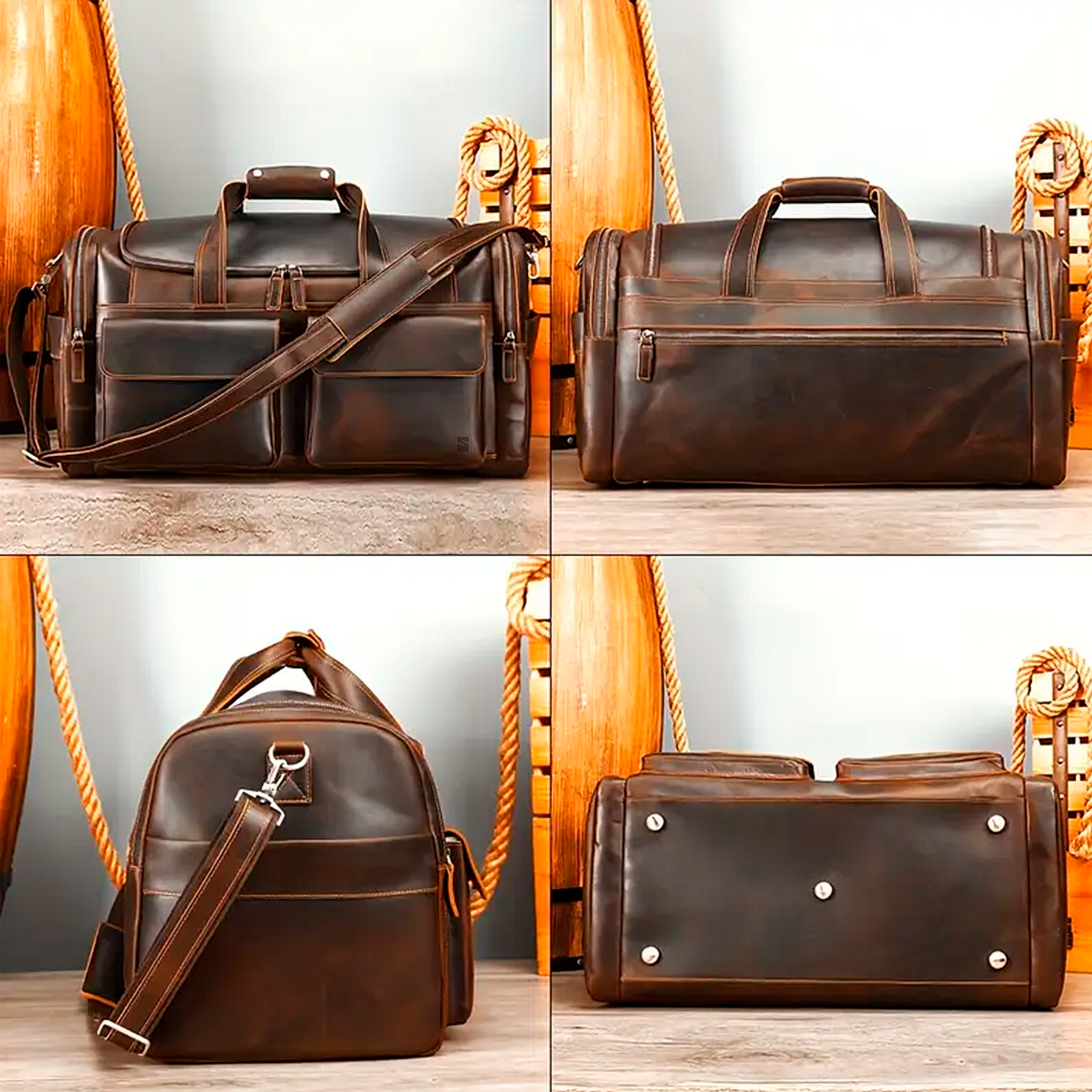 Bolsa de Viagem Executiva Masculina Timeless Soul Couro - Couro Genuíno, Múltiplos Bolsos, Design Atemporal