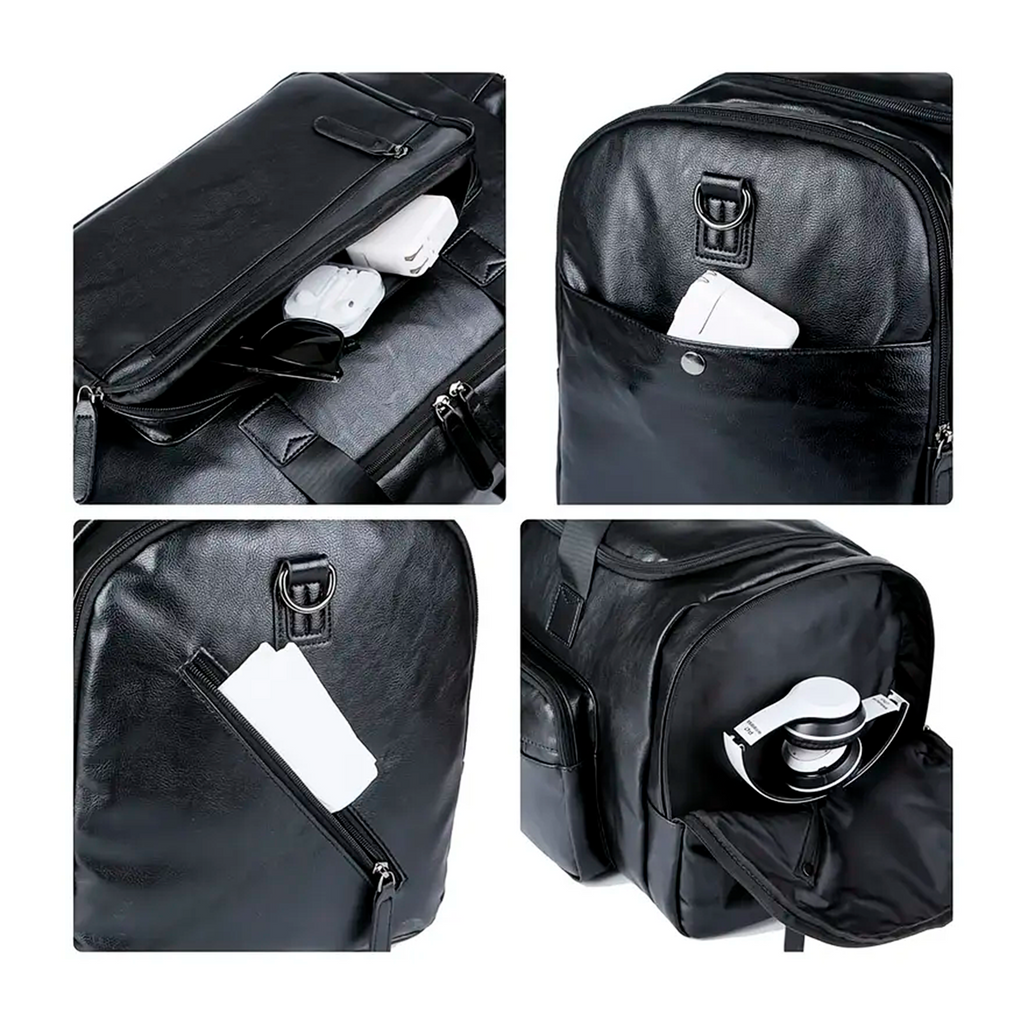 Bolsa de Viagem Executiva Edge Soul Couro - Poliuretano Premium de Alto Padrão, Unissex, Grande Capacidade, Alça Confortável, Design Clean e Múltiplos Bolsos