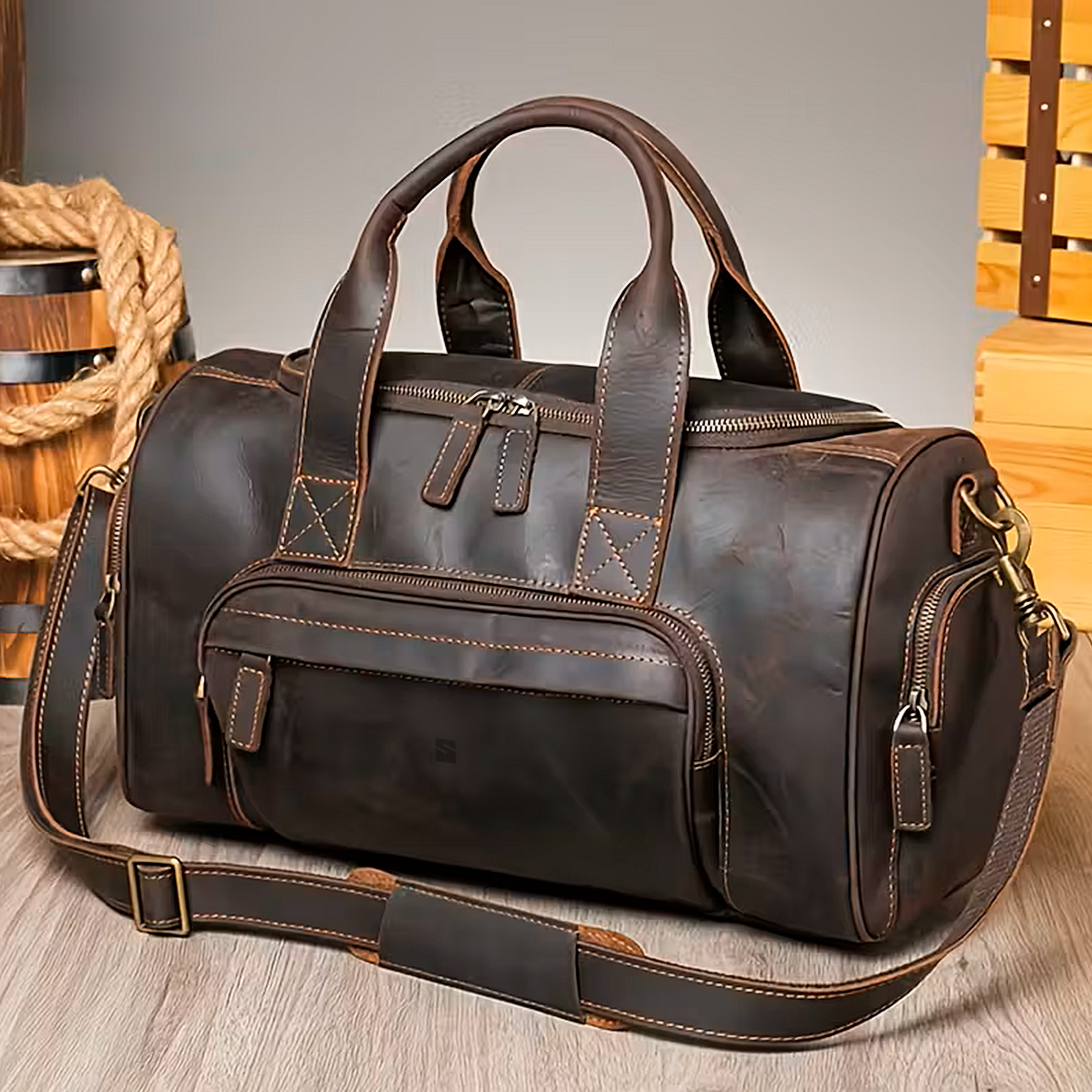 Bolsa de Viagem Executiva Pioneer Pulse Soul Couro - Couro Genuíno, Unissex, Organização Interna