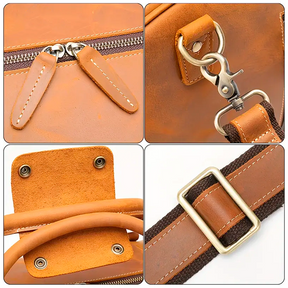 Bolsa de Viagem Masculina Executiva Dynasty Soul Couro - Couro Genuíno, Alças Couro Reforçadas, Envelhecimento Real Autêntico