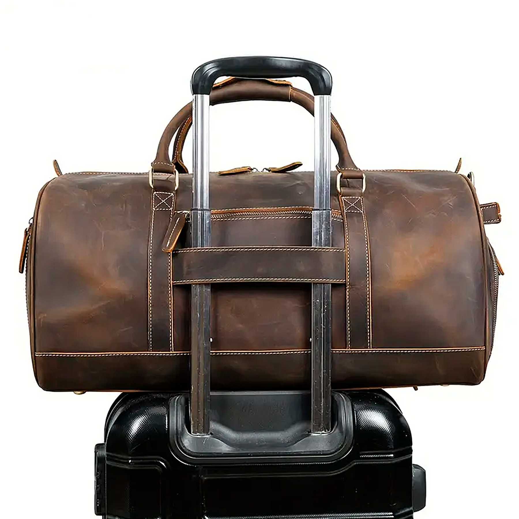 Bolsa de Viagem Masculina Executiva Dynasty Soul Couro - Couro Genuíno, Alças Couro Reforçadas, Envelhecimento Real Autêntico