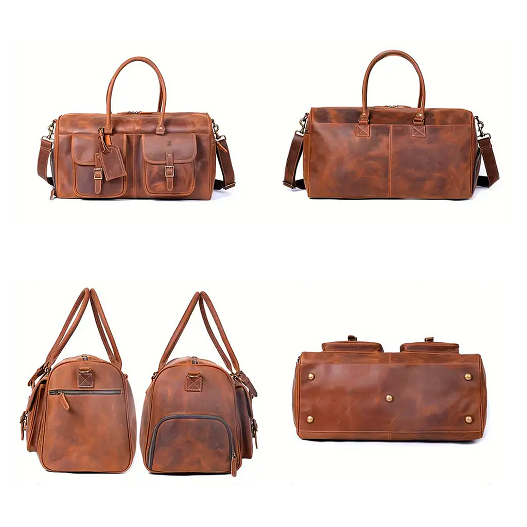 Bolsa de Viagem Executiva Journey Soul Couro - Couro Genuíno, Unissex, Alças Couro Reforçadas, Funcional e Múltiplos Bolsos, Organizado Inteligente, Durabilidade