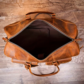 Bolsa de Viagem Executiva Journey Soul Couro - Couro Genuíno, Unissex, Alças Couro Reforçadas, Múltiplos Bolsos