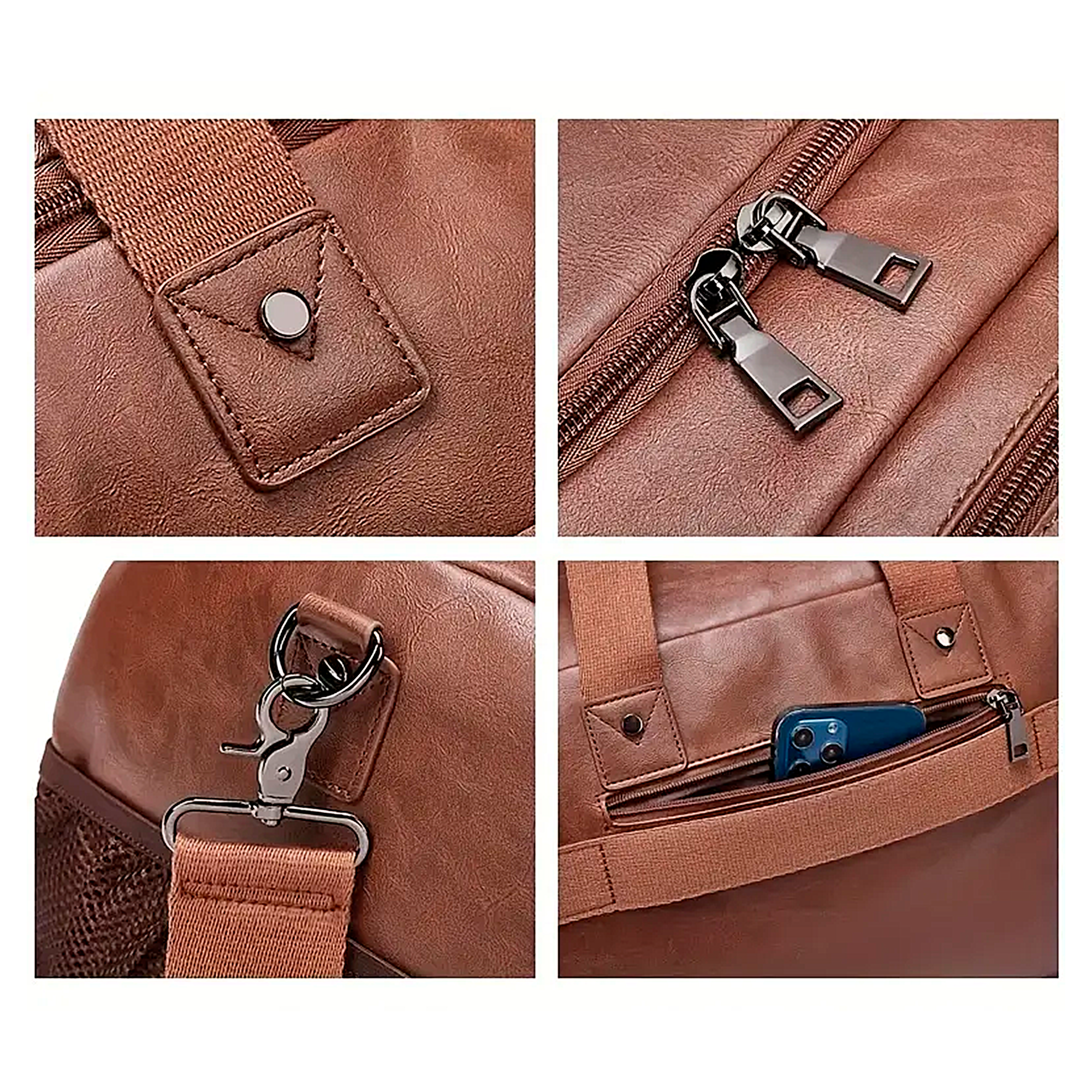 Bolsa de Viagem Executiva Opus Soul Couro - Poliuretano Premium de Alto Padrão, Unissex, Moderno, Praticidade, Compartimentos Estratégicos, Múltiplos Bolsos, Organização