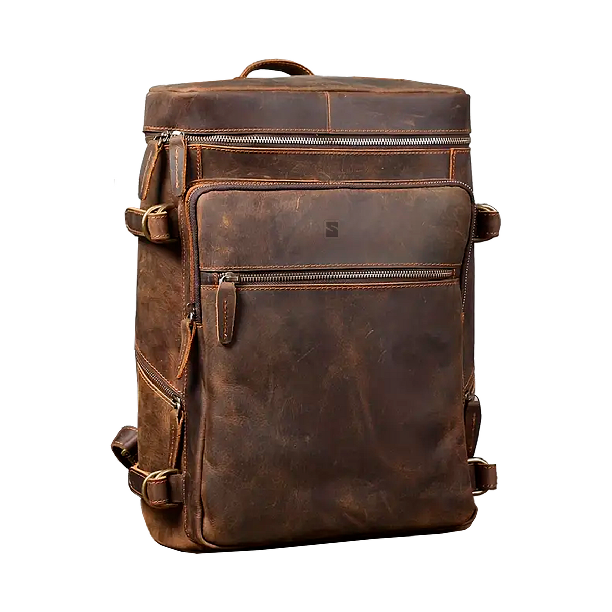 Mochila Executiva Masculina Nomad Soul Couro - Couro Genuíno, Vintage Autêntico, Design Rústico