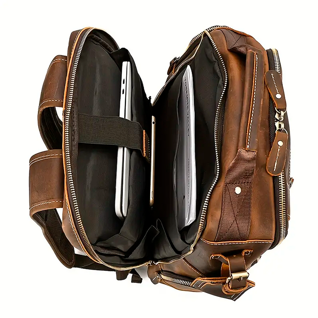 Mochila Executiva Rider Craft Soul Couro - Couro Genuíno, Unissex, Origem da Excelência, Aventura Sem Limites, Resistência Extrema, Técnico Resistente