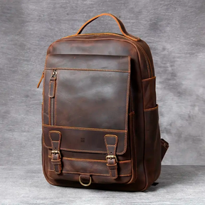Mochila Executiva Refined Soul Couro - Couro Genuíno, Unissex, Design Polido Contemporâneo, Elegância Corporativa