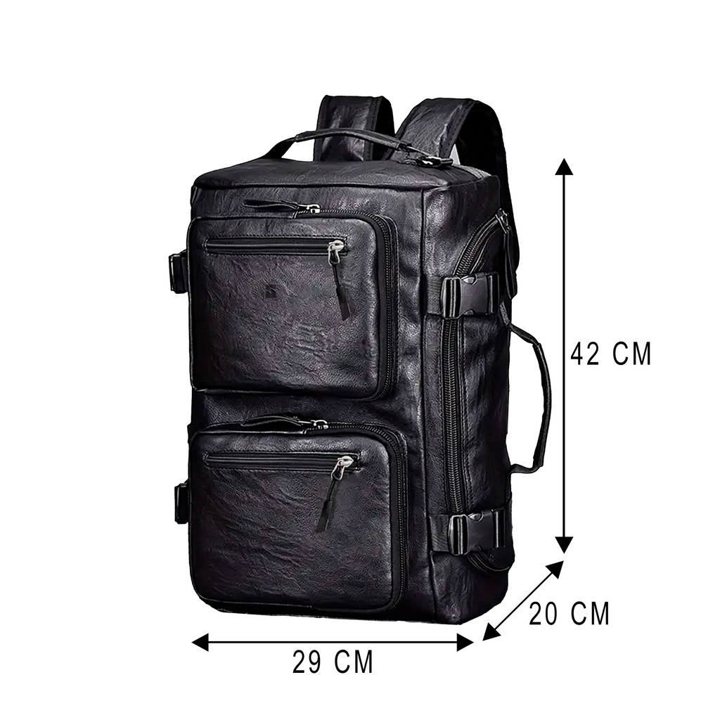Mochila Executiva Masculina Street Style Soul Couro - Poliuretano Premium de Alto Padrão, Construção Minimalista Funcional, Praticidade Definitiva, Design Transformável Versátil