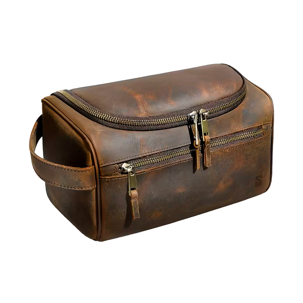Nécessaire Lifestyle Masculina Hub Essential Soul Couro - Couro Genuíno, Zíperes Duplos e Abertura Ampla, Resistente à água, Organização Interna, Interior Forrado e Durabilidade