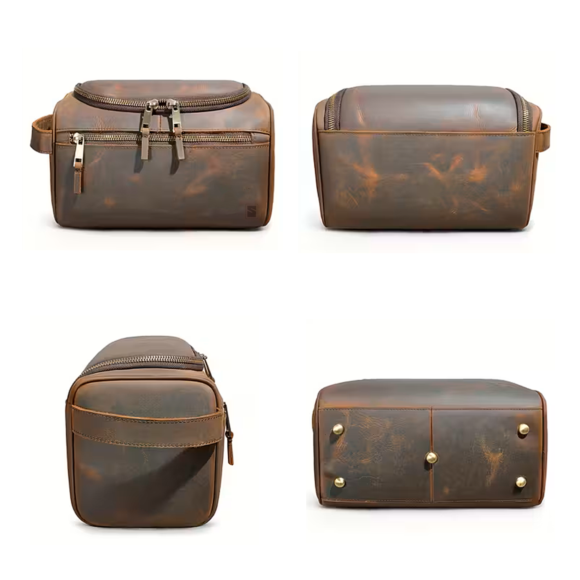 Nécessaire Lifestyle Masculina Hub Essential Soul Couro - Couro Genuíno, Zíperes Duplos e Abertura Ampla, Resistente à água, Organização Interna, Interior Forrado e Durabilidade