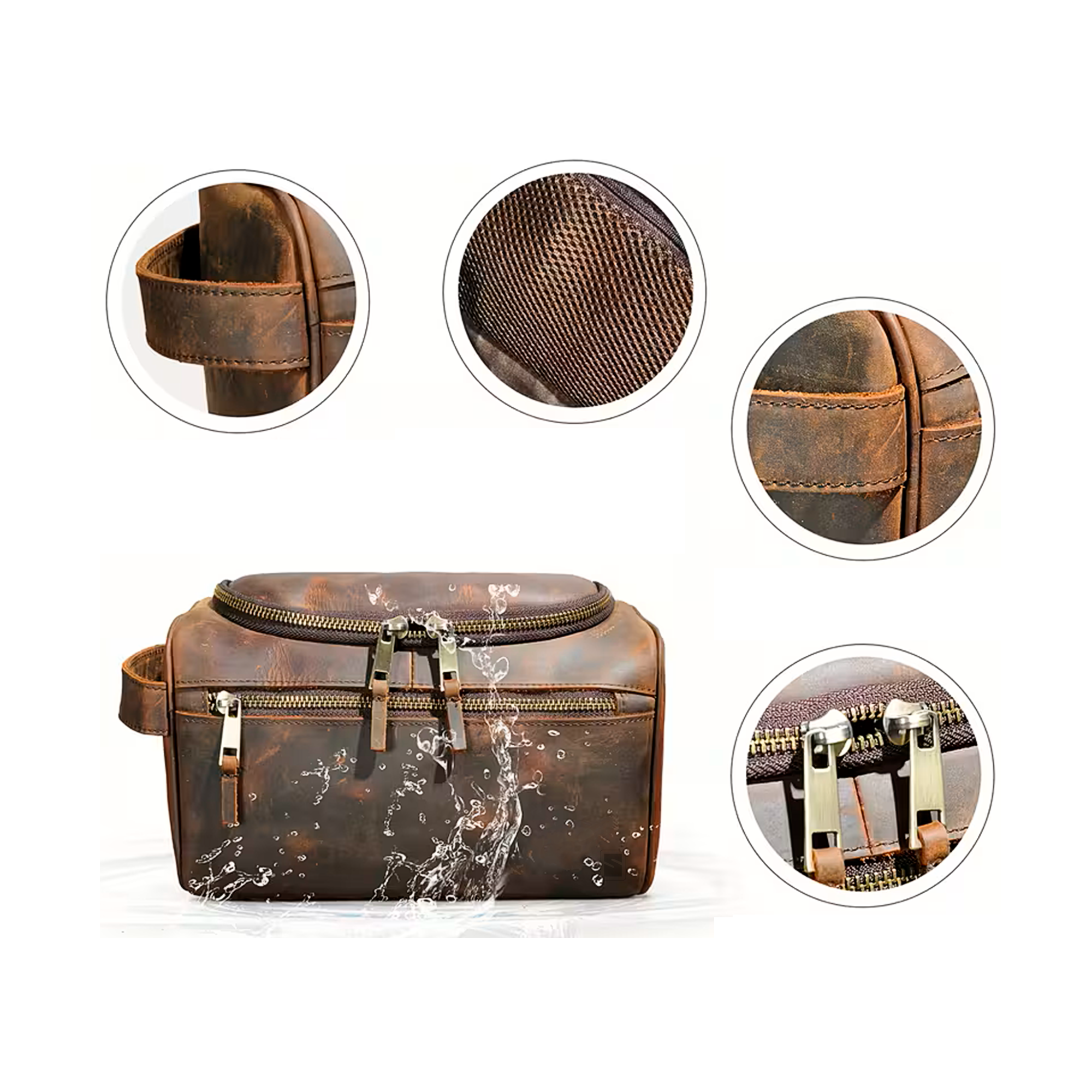 Nécessaire Lifestyle Masculina Hub Essential Soul Couro - Couro Genuíno, Zíperes Duplos e Abertura Ampla, Resistente à água, Organização Interna, Interior Forrado e Durabilidade
